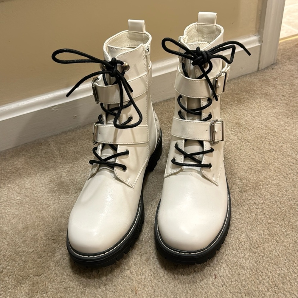 Never been worn white combat boots.